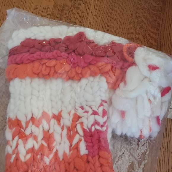 Anthropologie Brady Stocking - chunky boho knit - size L- orange/red/cream - Picture 7 of 11